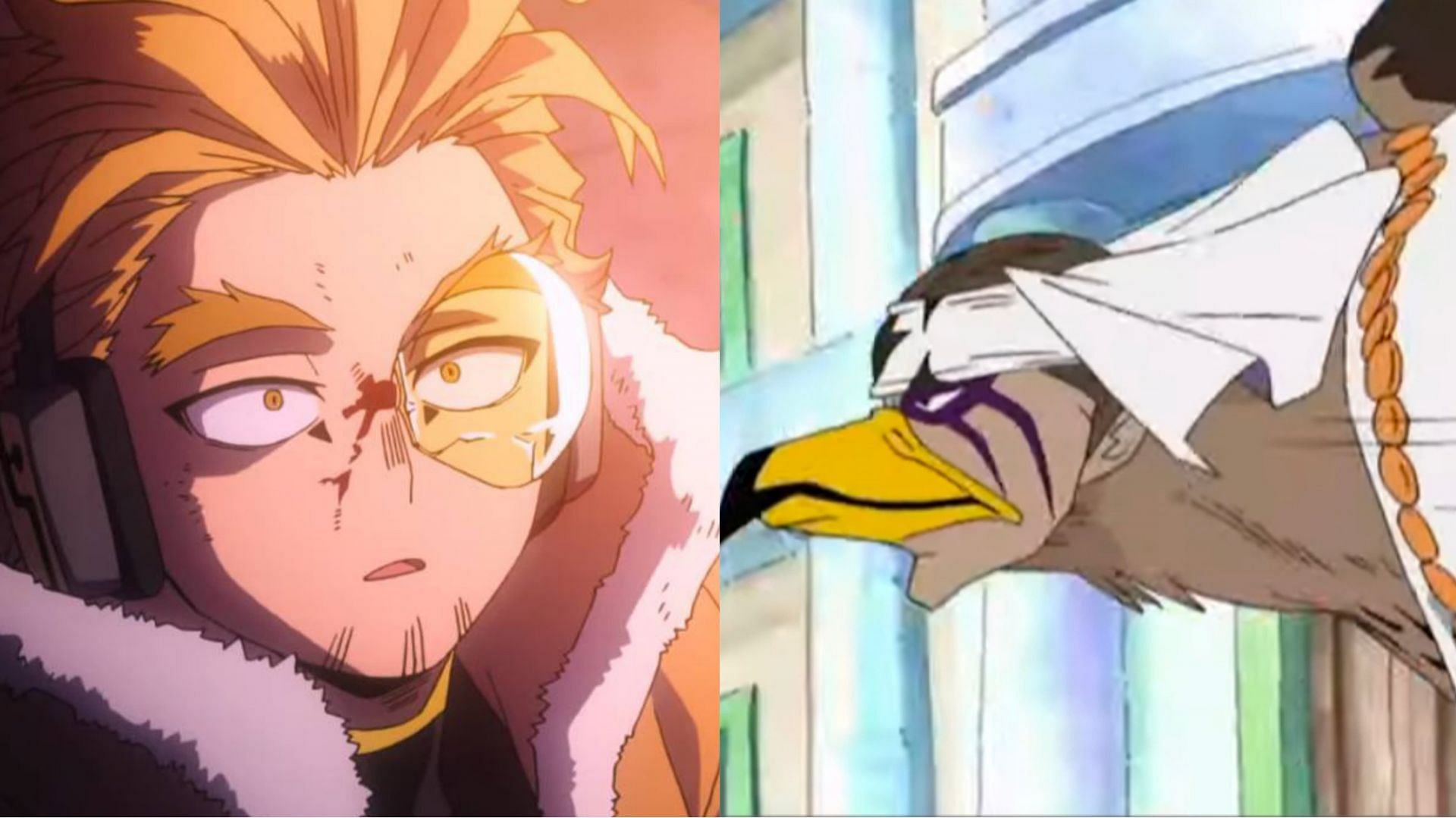 Hawks (My Hero Academia Quirk User) and Pell (One Piece Devil Fruit User) (Image via Studio Bones and Toei Animation )