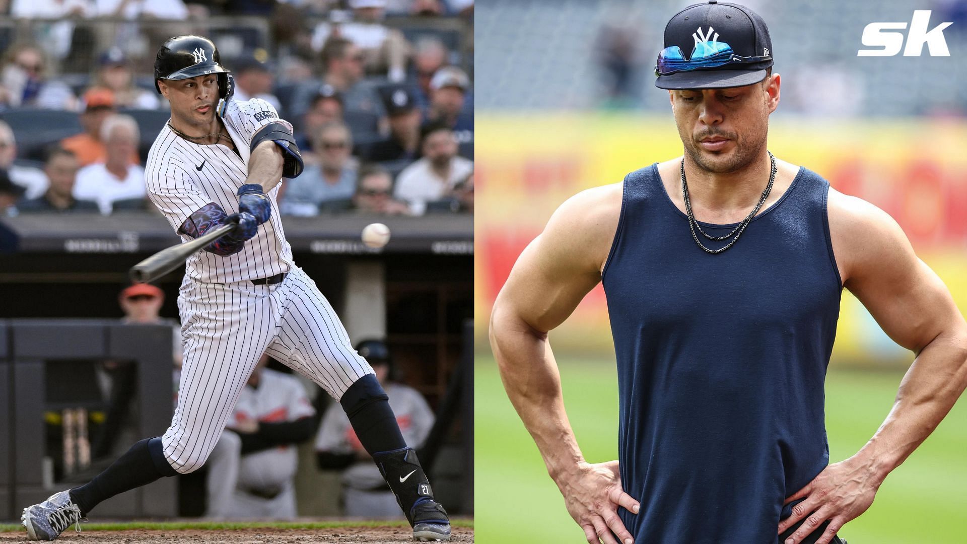 Yankees slugger Giancarlo Stanton has resumed baseball activites as he looks to return from a hamstring strain (Photo Source: IMAGN)