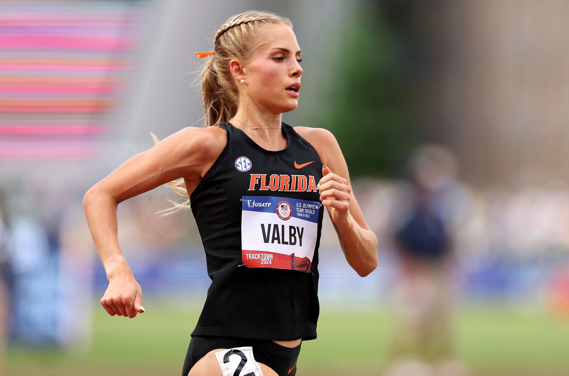 Parker Valby competes in the women&#039;s 10,000 meter final on Day Nine of the 2024 U.S. Olympic Team Track &amp; Field Trials at Hayward Field on June 29, 2024 in Eugene, Oregon. (Photo by Getty Images) 2024