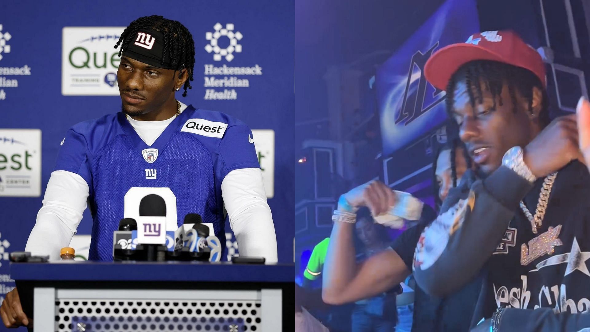 WATCH: Giants rookie Malik Nabers spends lavishly at strip club with YouTuber Primetime Hitla (Getty and Primetime Hitla IG)