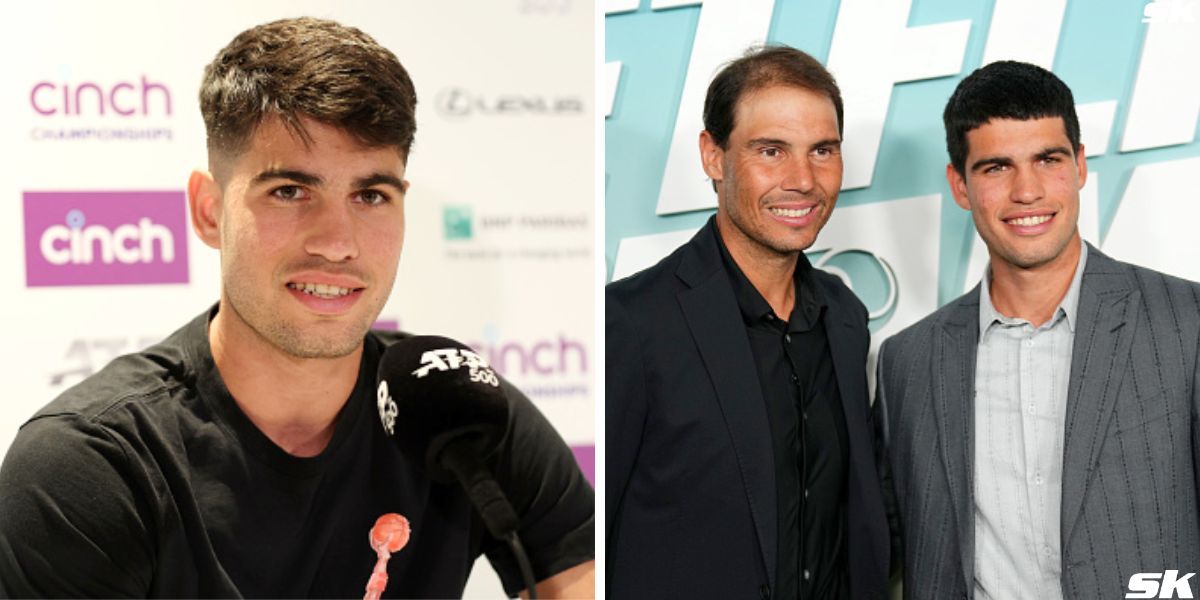 Carlos Alcaraz (L) and Alcaraz with Rafael Nadal (R) [Image Source: Getty Images]