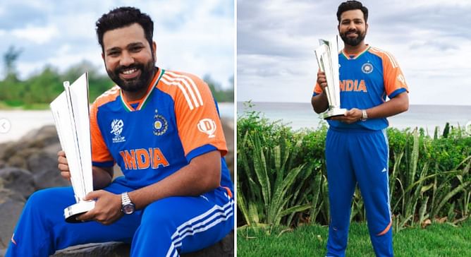 [Pictures] “Mission accomplished” – India captain Rohit Sharma gets candid with 2024 T20 World Cup trophy