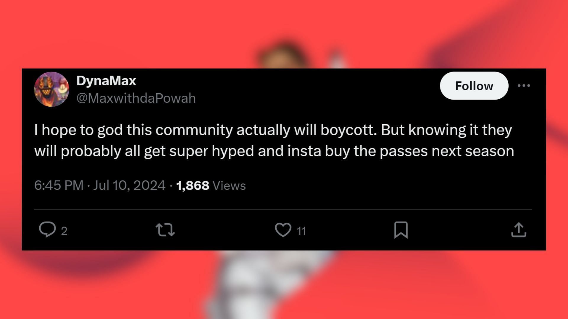 The X user @MaxwithdaPowah&#039;s comment on the post (Image via X)