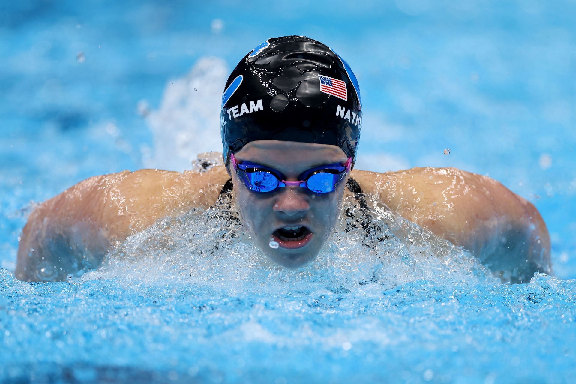 Alex Shackell at the 2024 U.S. Olympic Team Swimming Trials. (Photo by Al Bello/Getty Images)