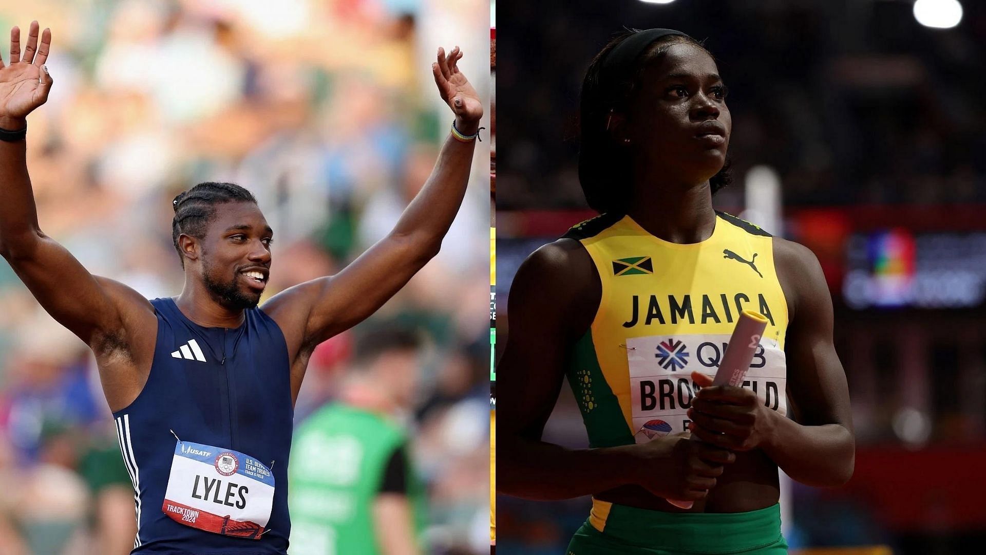 Noah Lyles (L) and Junelle Bromfield (R)