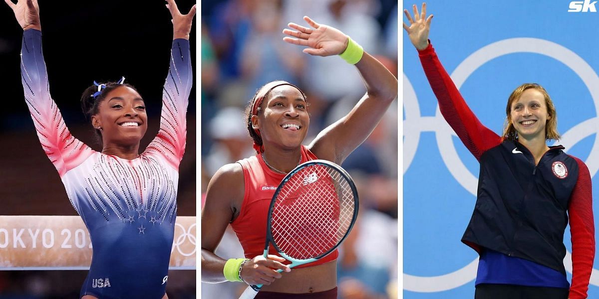 Simone Biles (L), Coco Gauff (C), Katie Ledecky (R). PHOTO: All from Getty