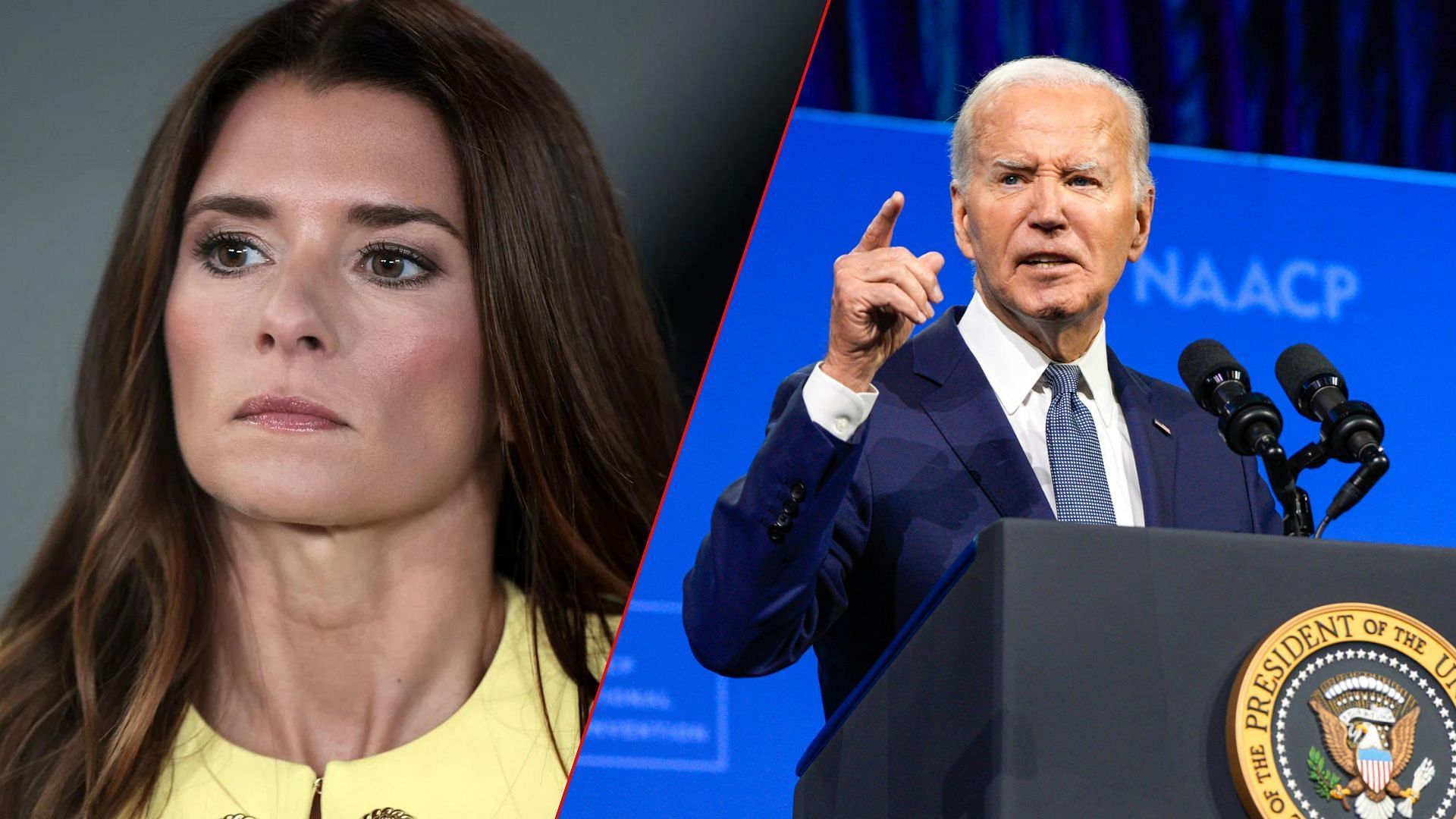 Danica Patrick (L) spark conspiracy over Joe Biden