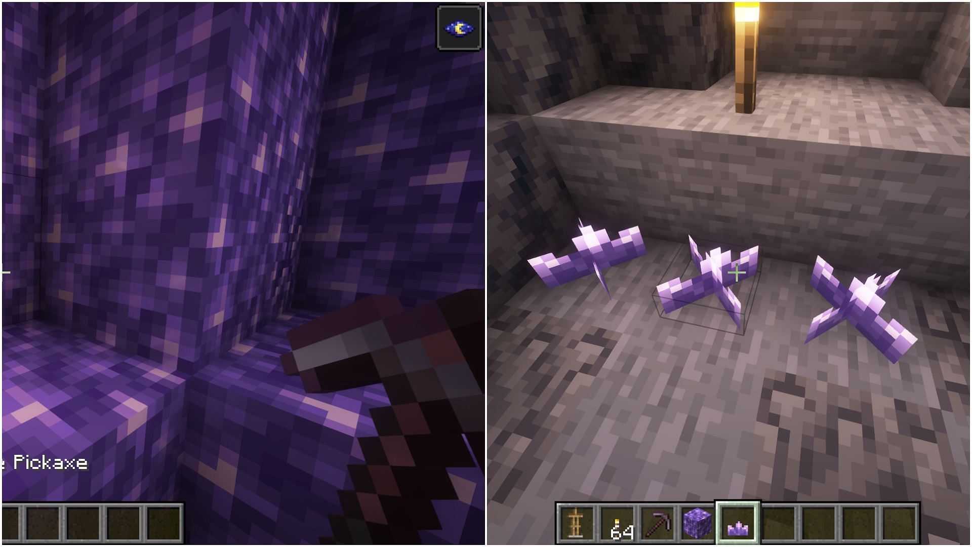 Amethyst blocks can be used as decorative and building blocks. (image via Mojang Studios)