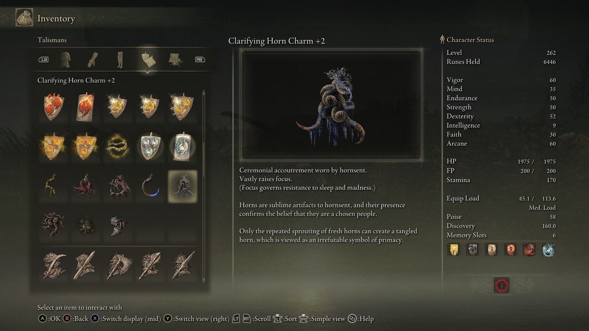 The Clarifying Horn Talisman +2 (Image via FromSoftware)