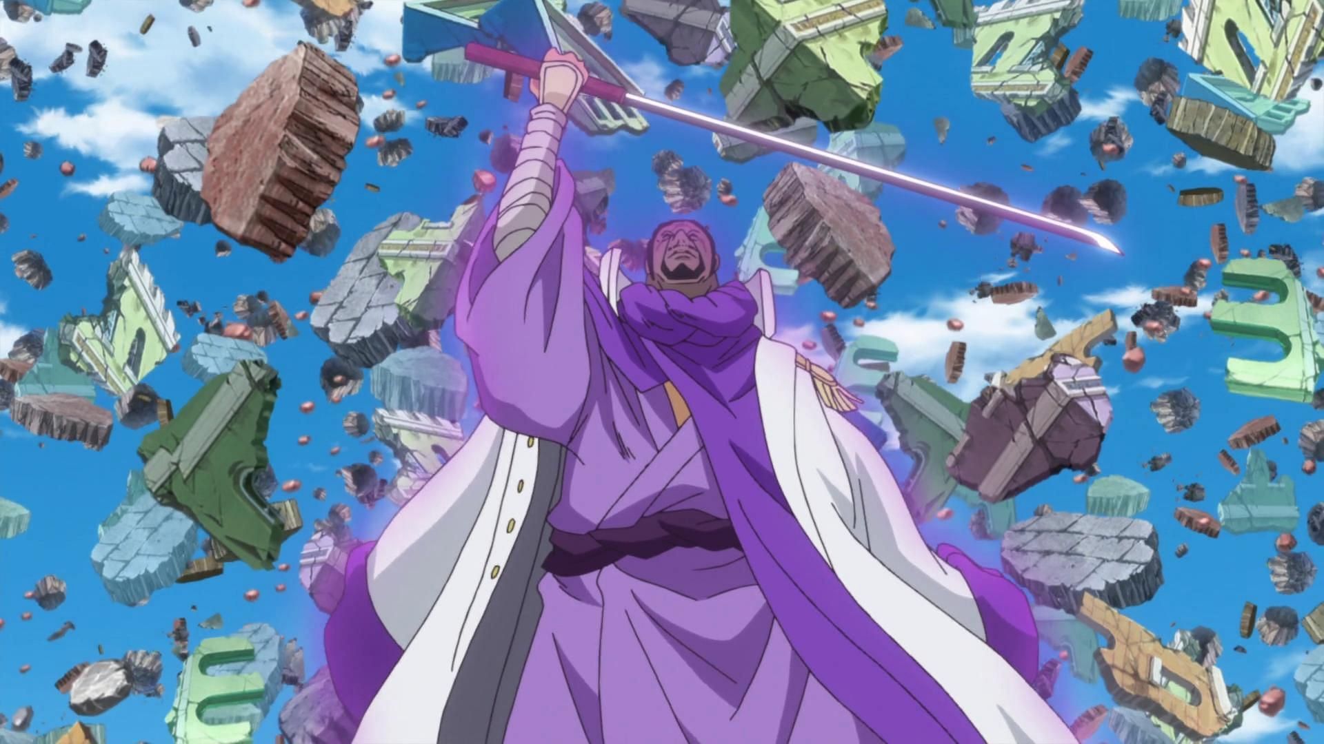 Fujitora wielding Yakuza Kasen in One Piece (Image via Toei Animation)