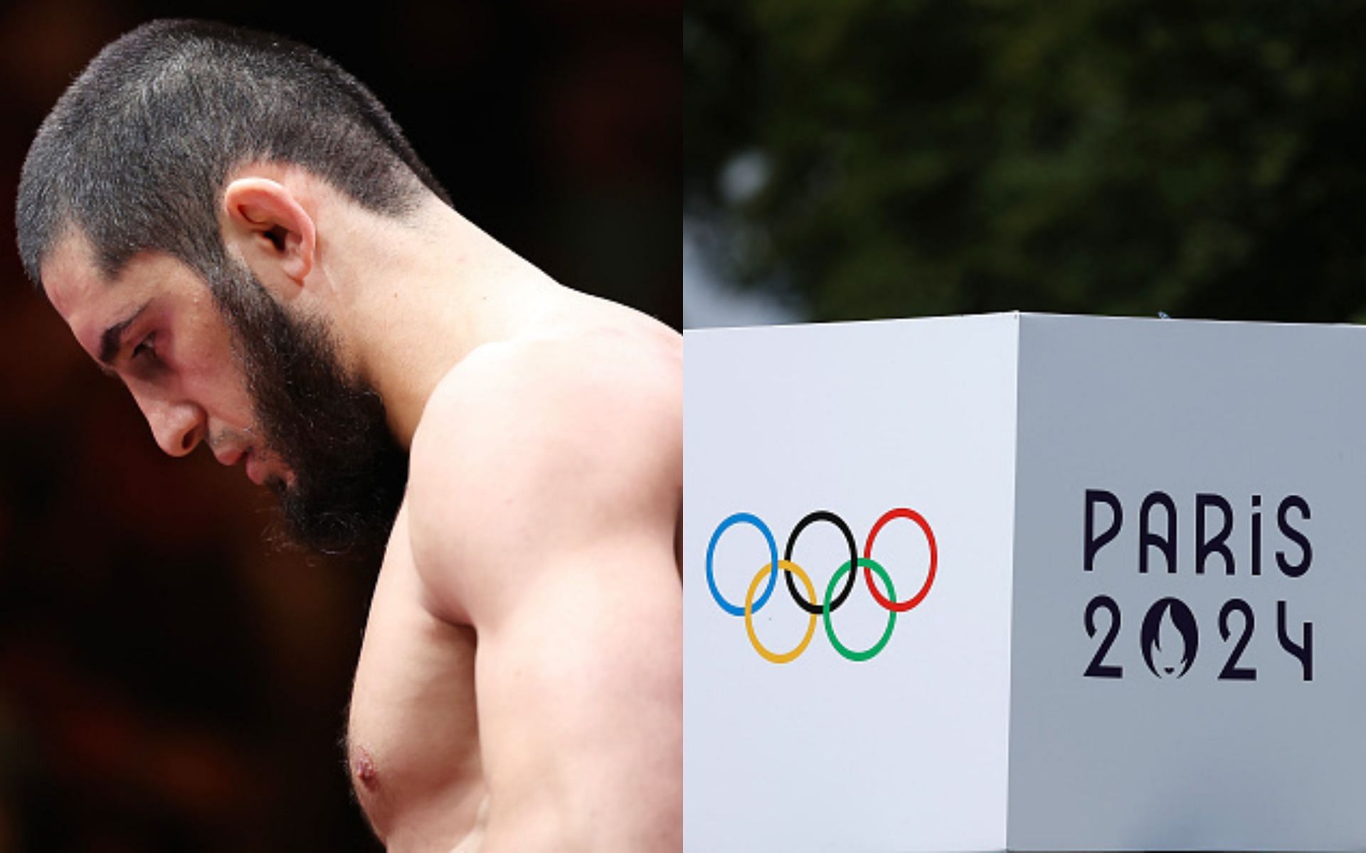 Islam Makhachev (left) blasts Paris Olympics (right) opening ceremony [Image credits: Getty Images]