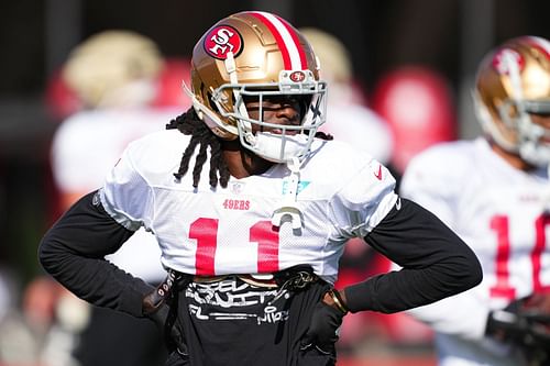 Brandon Aiyuk during Super Bowl LVIII - San Francisco 49ers Practice