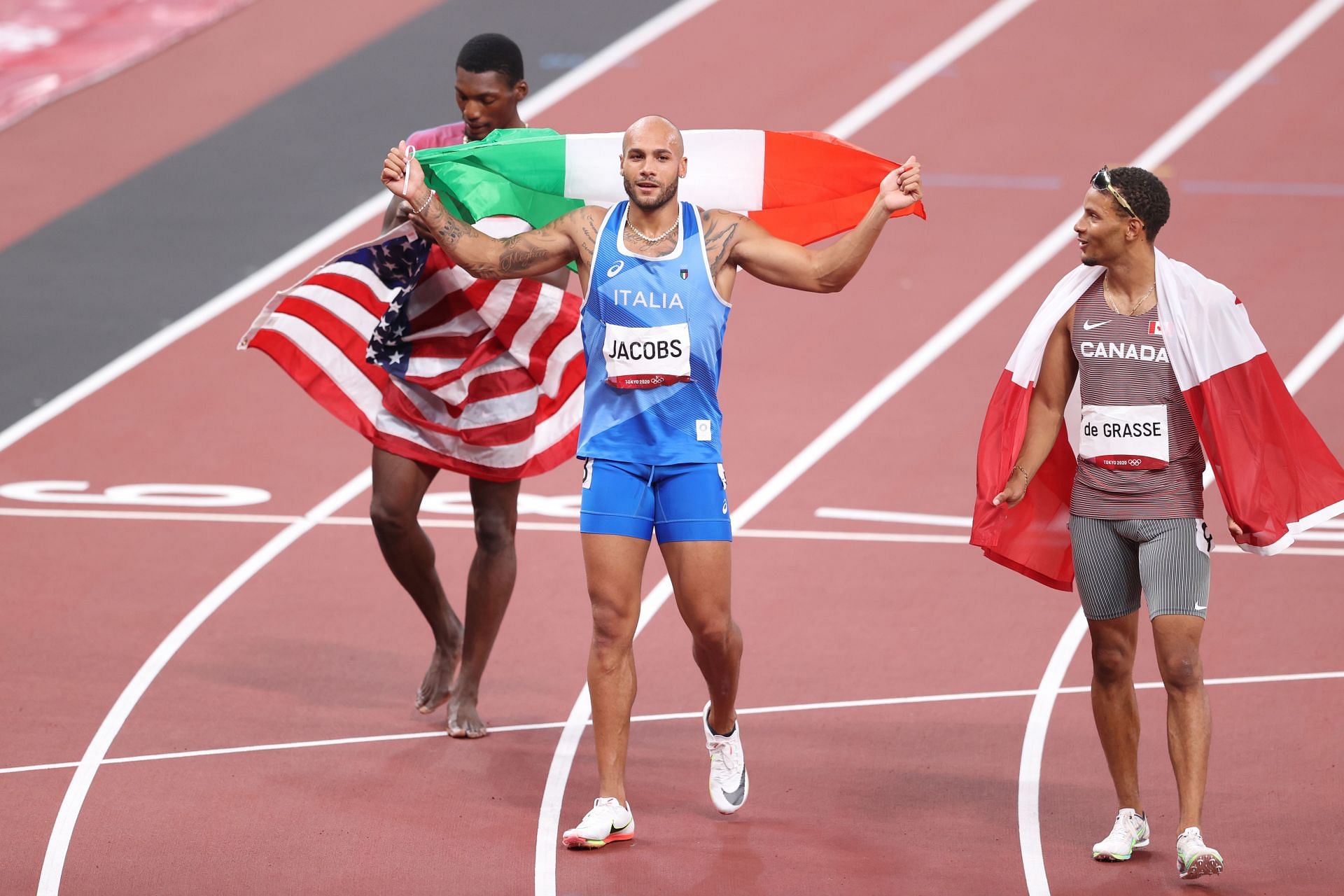 Who can overcome Marcell Jacobs in 100 m at Paris Olympics? [Image Source: Getty]