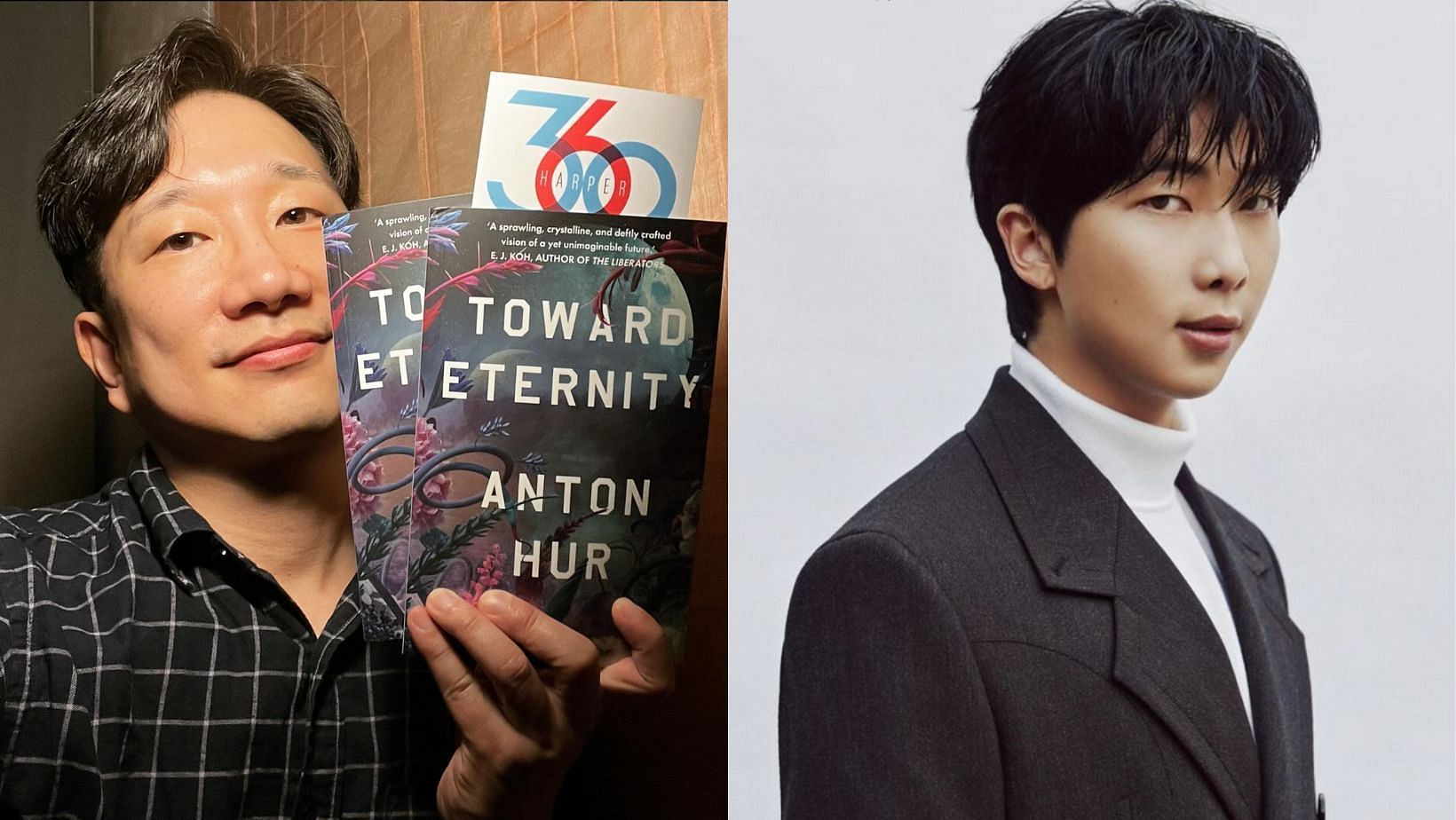 Anton Hur praises BTS&rsquo; Namjoon for promoting Korean literature globally. (Images via Instagram/@antonhur and @rkive)