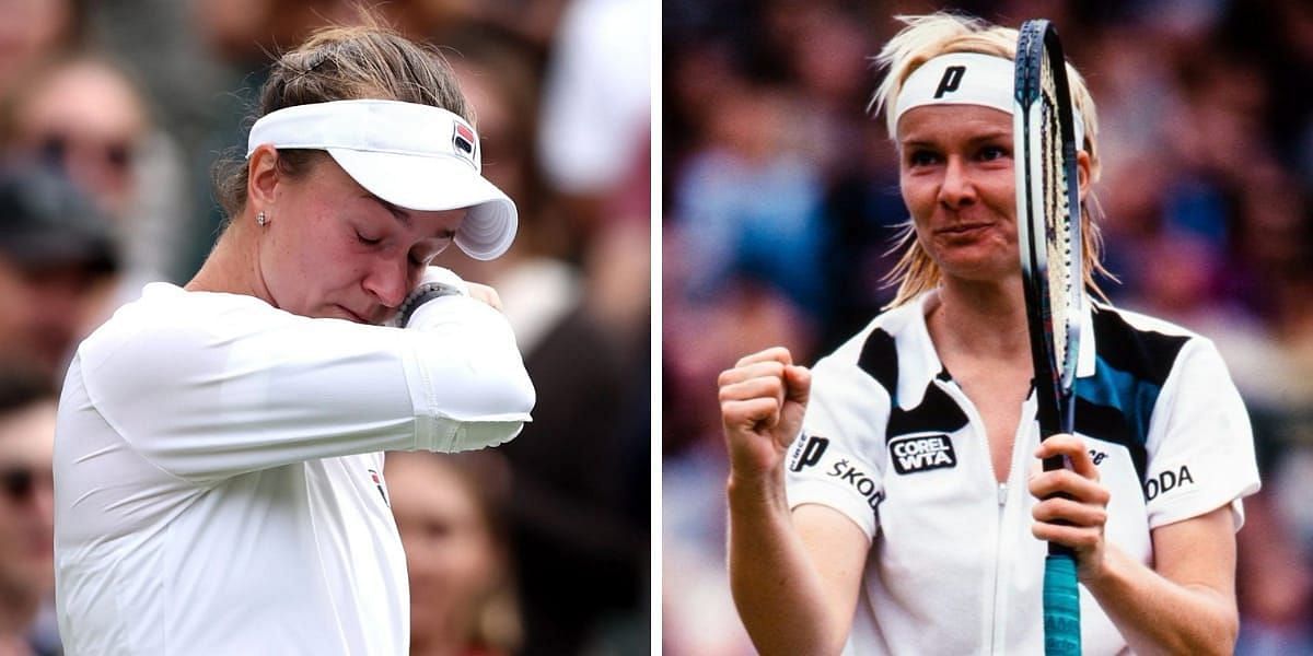 Barbora Krejcikova gets emotional remembering Jana Novotna (image source: left/GETTY right/WIMBLEDON X)