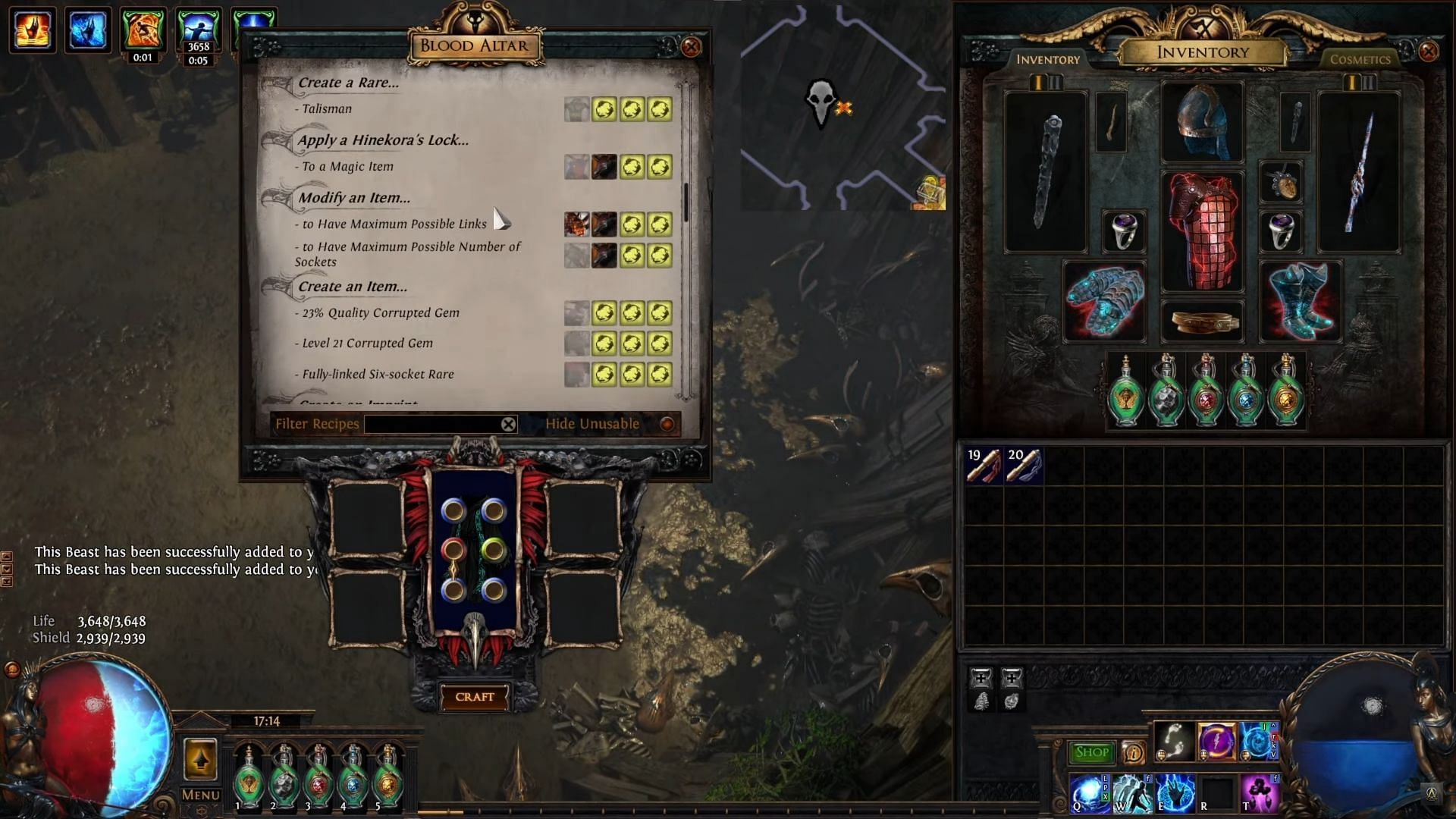 Getting a 6-link ready is vital for capping this builds power. (Image via Grinding Gear Games || YouTube/Altek2k)