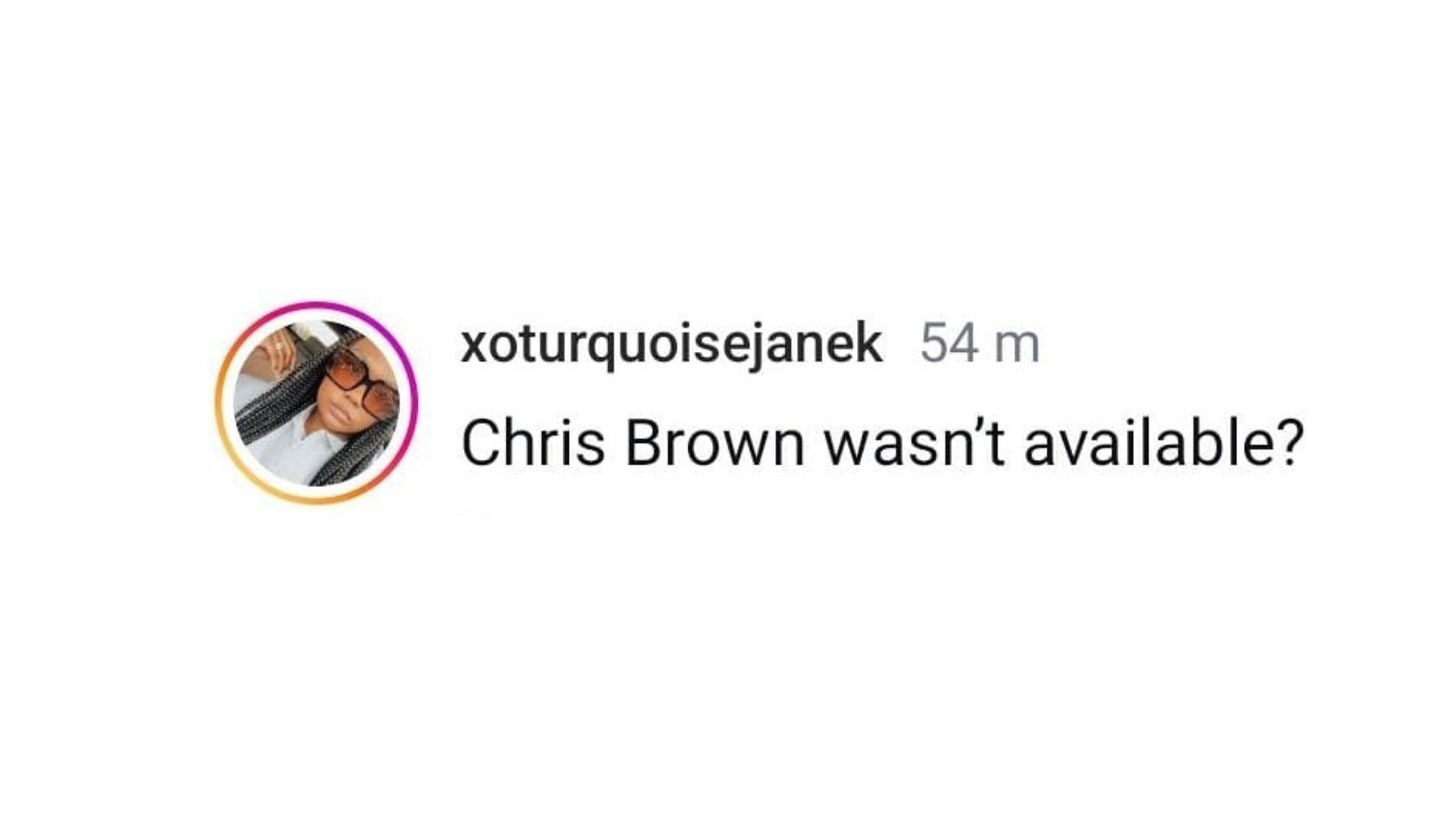 A fan asking why Chris Brown wasn&#039;t invited to perform the &#039;Hard II Love&#039; singer&#039;s tribute at the 2024 BET Award. (Image via Instagram/ xoturquiosejanek)