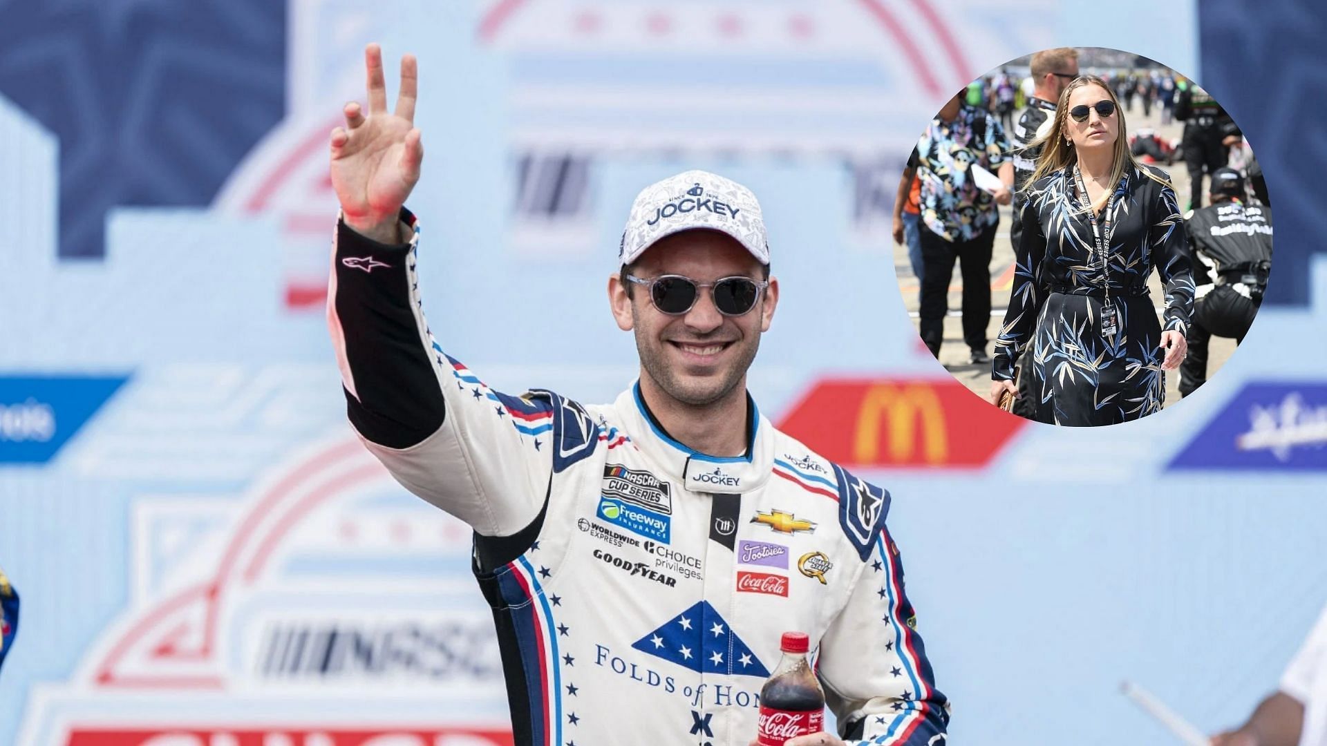 Daniel Saurez ahead of the 2024 Grant Park 165 race. Inset: Julia Piquet during 2024 GEICO 500 race (Source: Getty)