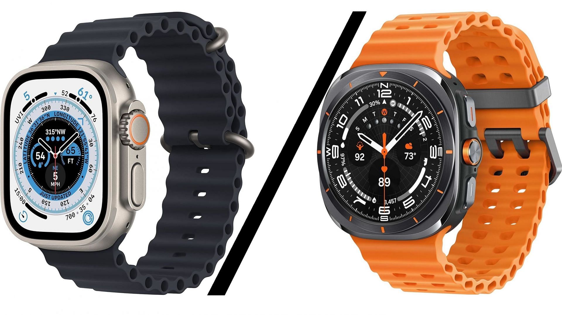 Picture of Samsung Watch Ultra vs Apple Watch Ultra (Image via Apple and Samsung)