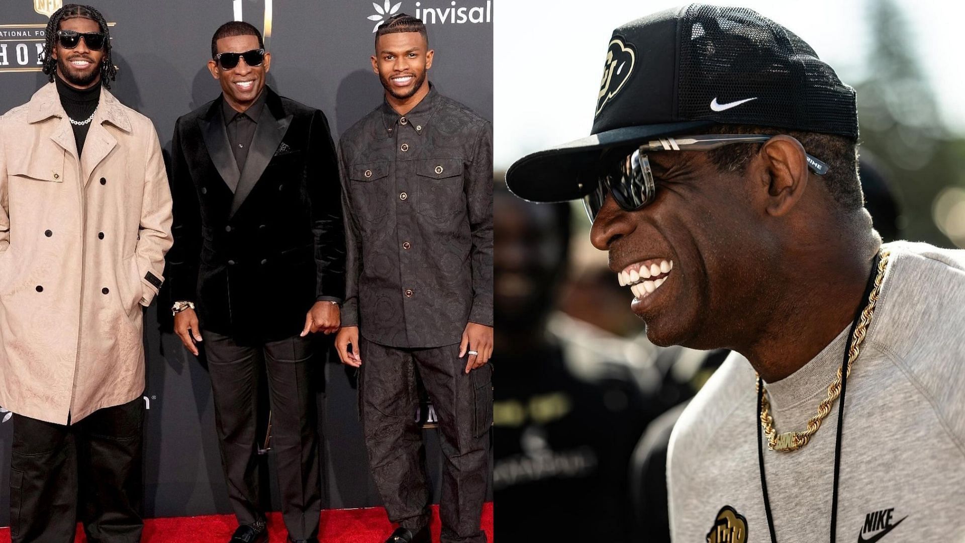 Colorado coach Deion Sanders and his sons Shilo and Shedeur Sanders 