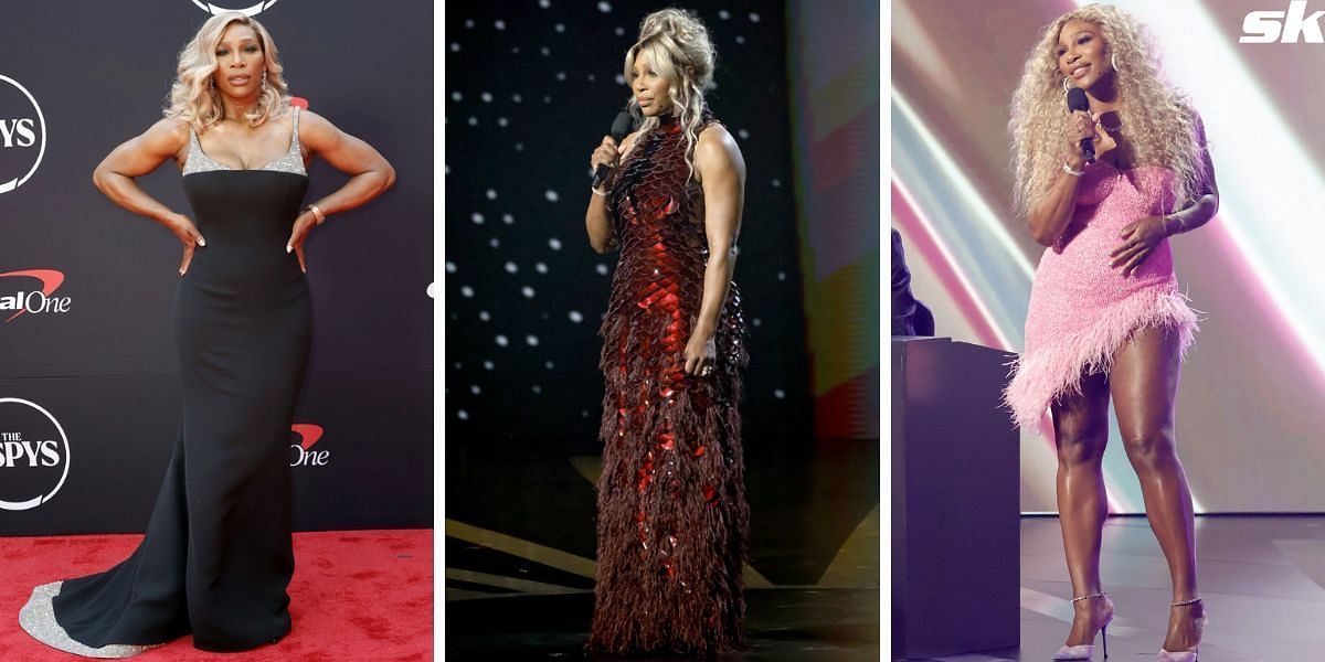 A compilation of Serena Williams&#039; dresses during the ESPY Awards. (Source: GETTY)