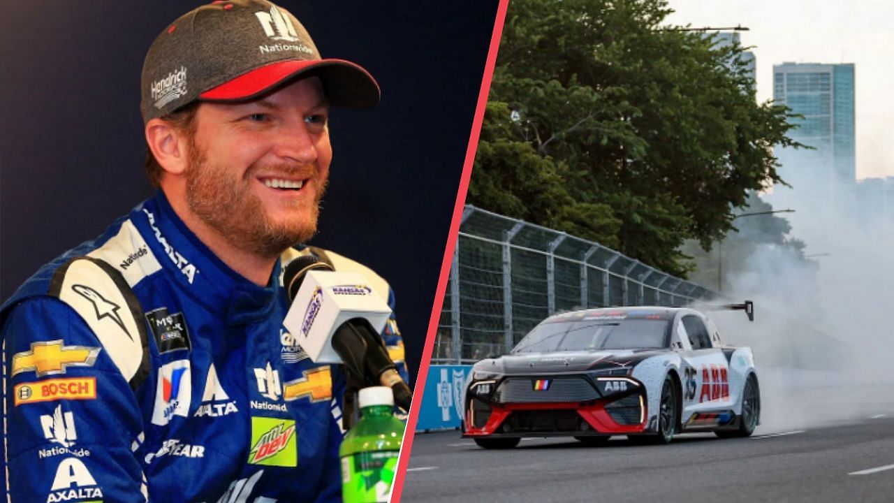 Dale Earnhardt Jr. reacts to the newly launched NASCAR EV in Chicago. (Image Source - Getty)