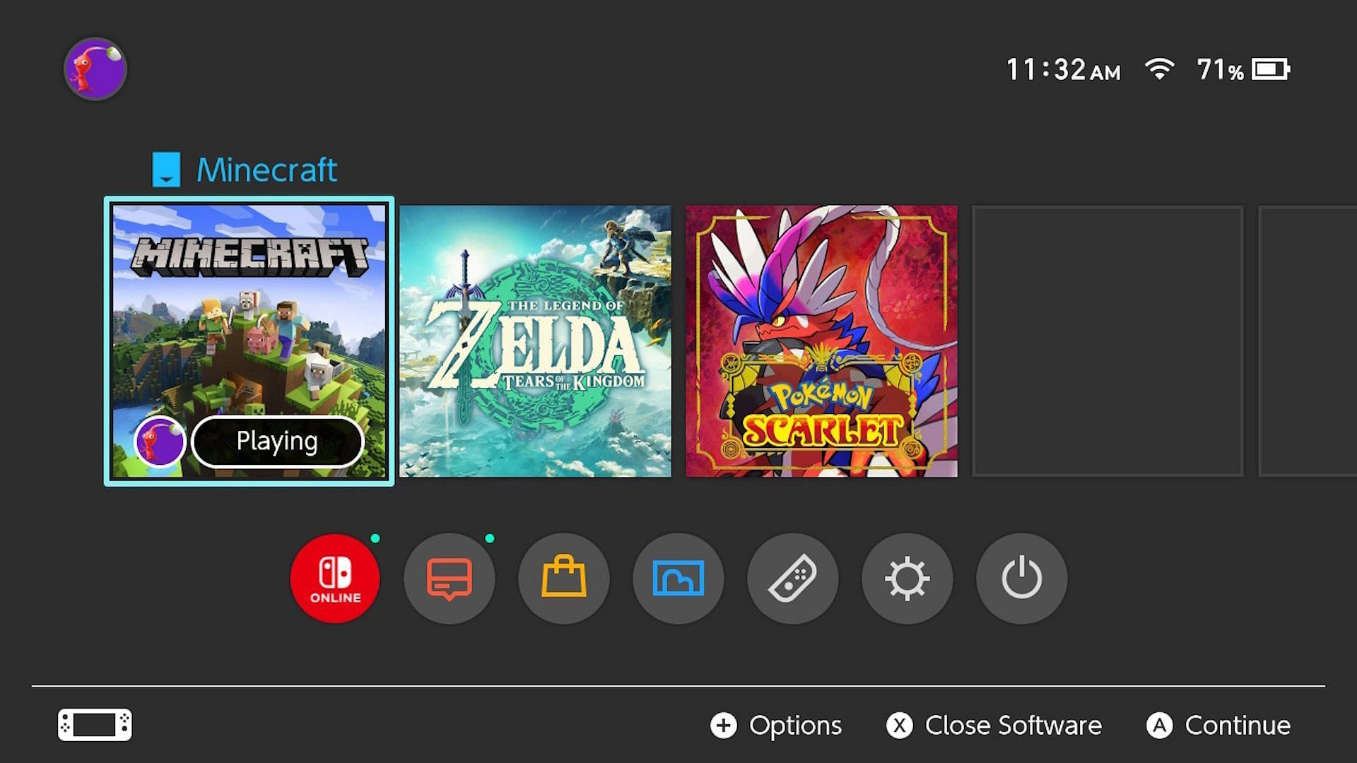 A player launching the game from the Switch&#039;s home screen (Image via Nintendo)