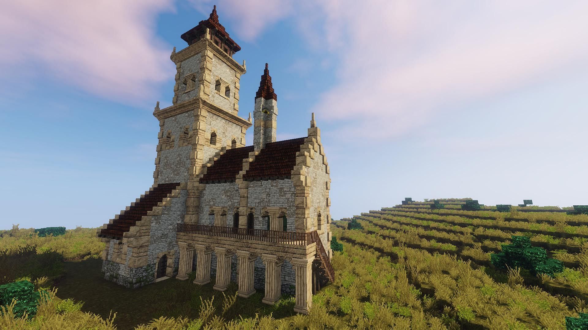 A small medieval cathedral (Image via Mojang, TheKinderknight/Reddit)