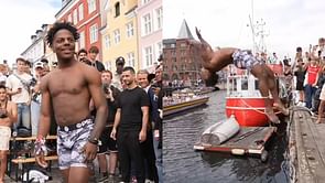 IShowSpeed backflips into a canal during IRL stream in Denmark