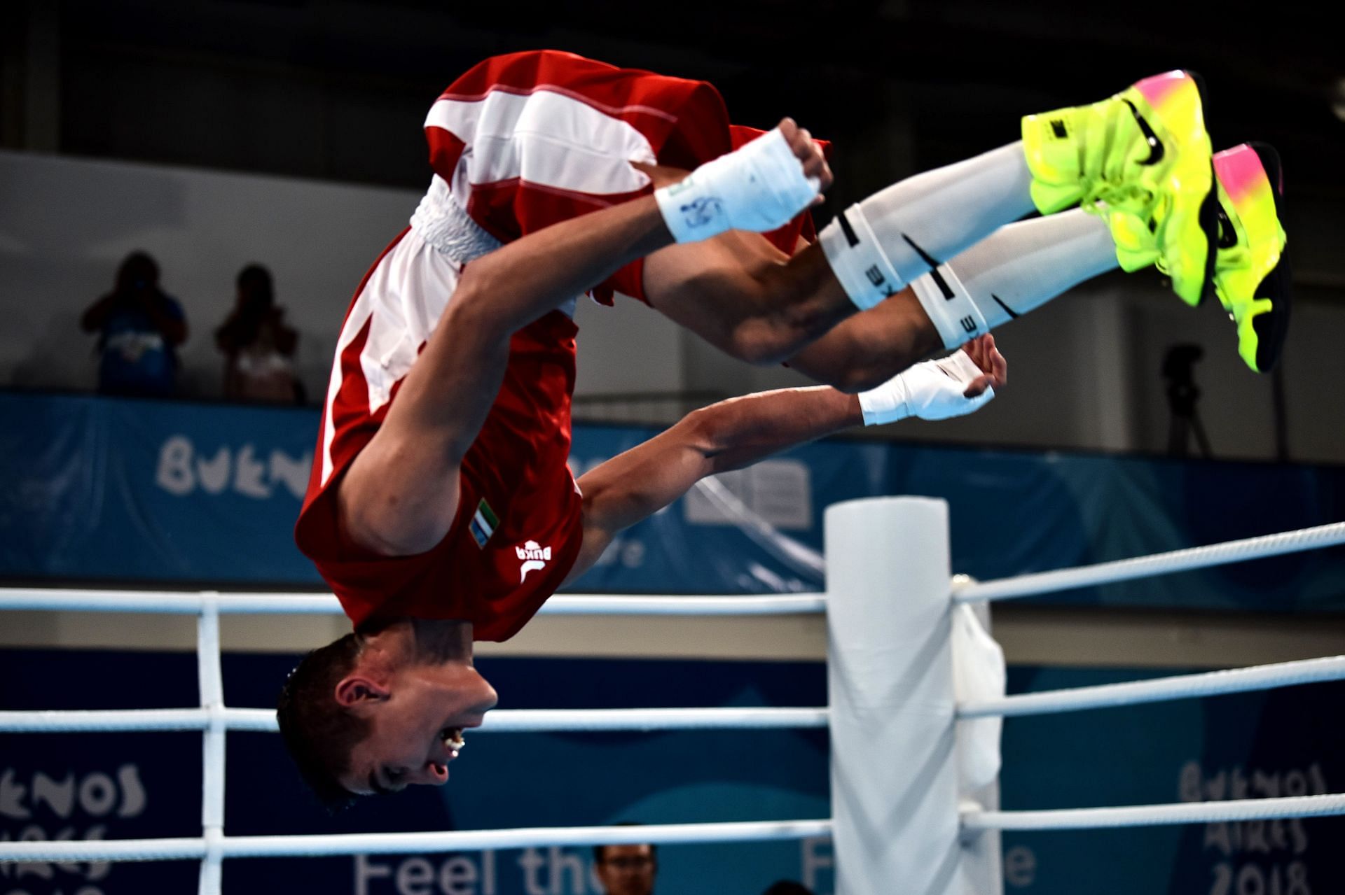 Abdumalik Khalokov celebrating at the Buenos Aires Youth Olympics [Image Sources: Getty]