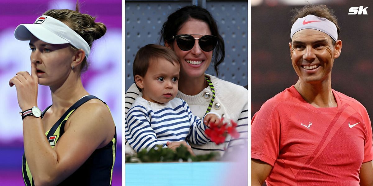 (Left to Right) Barbora Krejcikova, Rafael Nadal and family (Source: Getty Images)