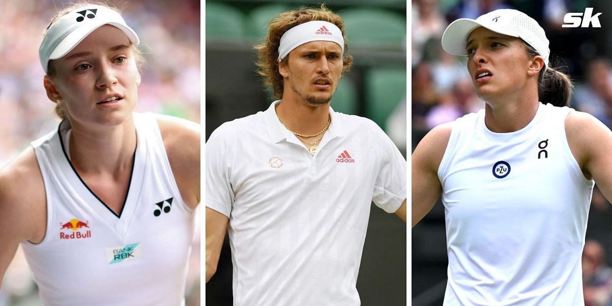 Elena Rybakina (L), Alexander Zverev (middle) and Iga Swiatek (R) (Source: Getty)