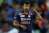 T Natarajan in his debut T20I against Australia (Image Credits: T Natarajan's Instagram)