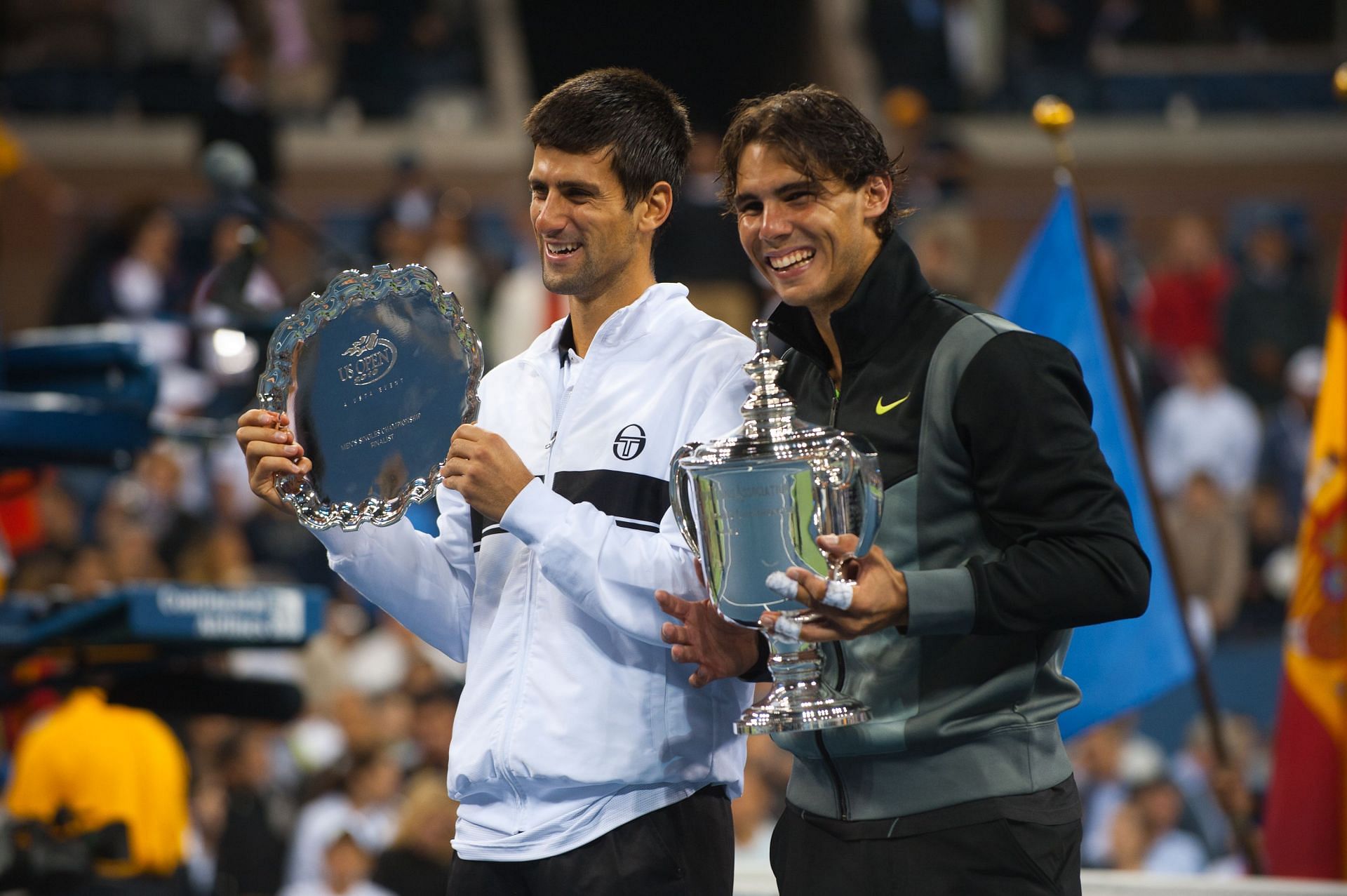 Novak Djokovic (left) and Rafael Nadal at the 2010 US Open (Image via Getty)