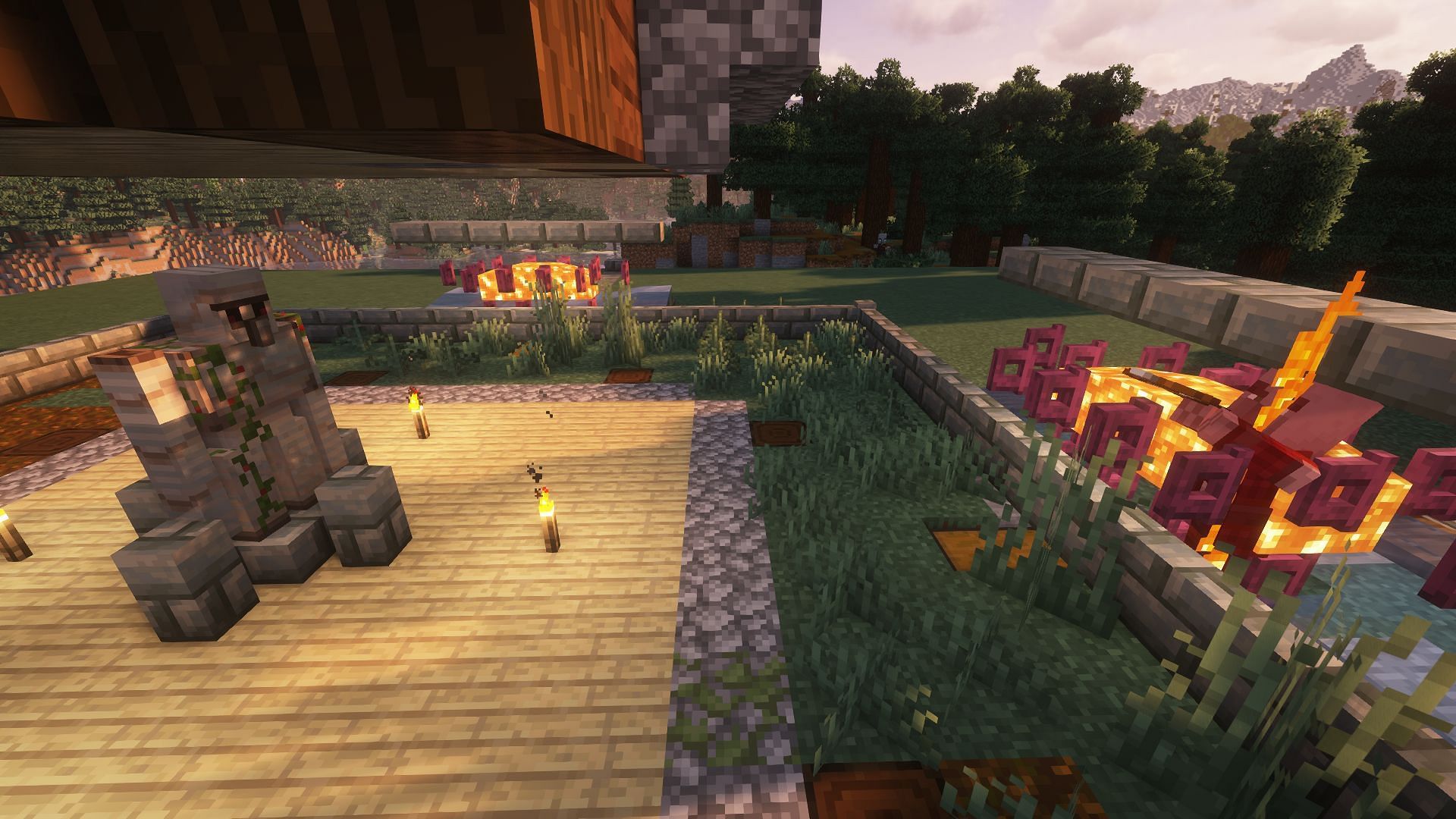 The iron golem on the first floor (Image via Mojang)