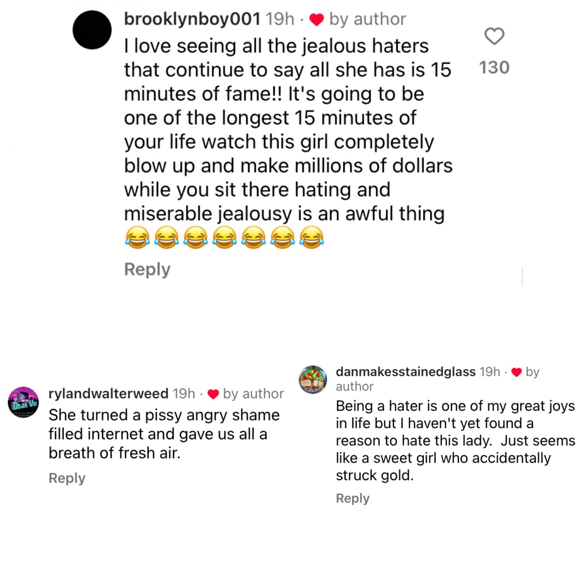 Comments on Haliey&#039;s Rolling Stone post (Image via @hay_welch/Instagram)