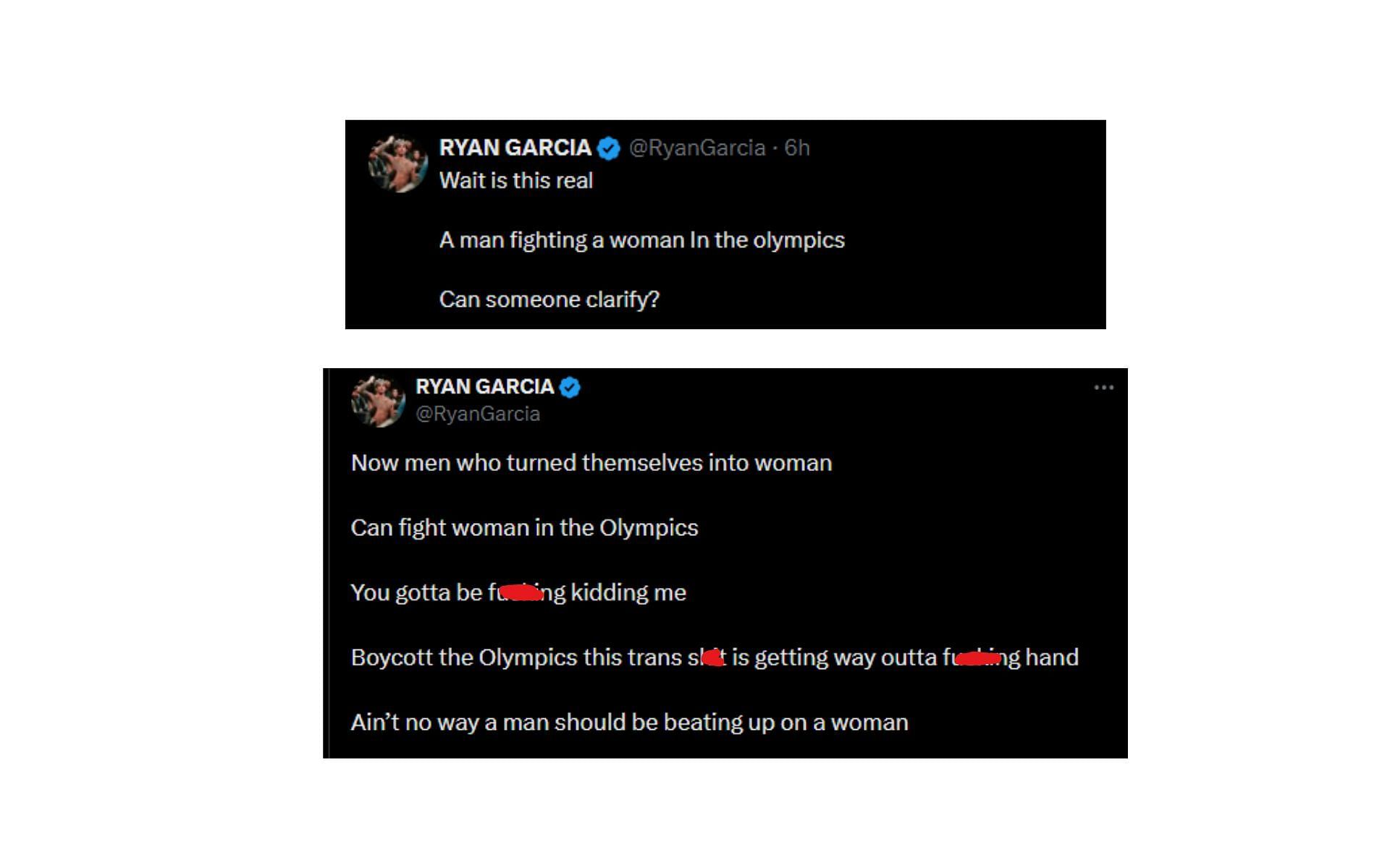 Garcia's tweets regarding Olympic boxing [Image courtesy: @RyanGarcia - X]