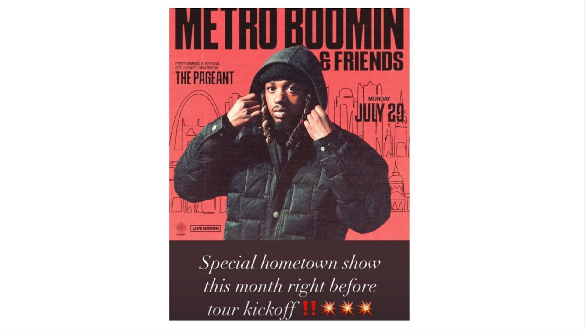 Tickets will be available on July 22, (Image via @metroboomin/Instagram)