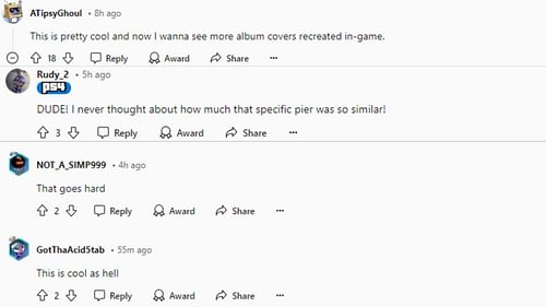 Some reactions to the SSLP album cover recreation (Images via Reddit)