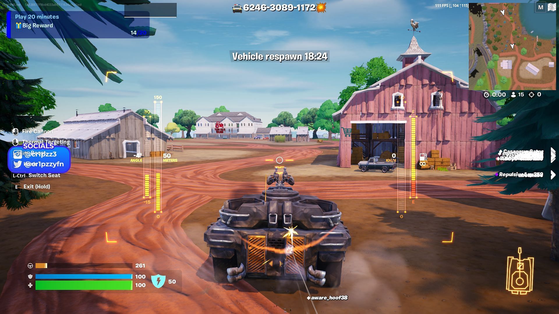 Ride a tank to glory and mow down opponents (Image via Epic Games)