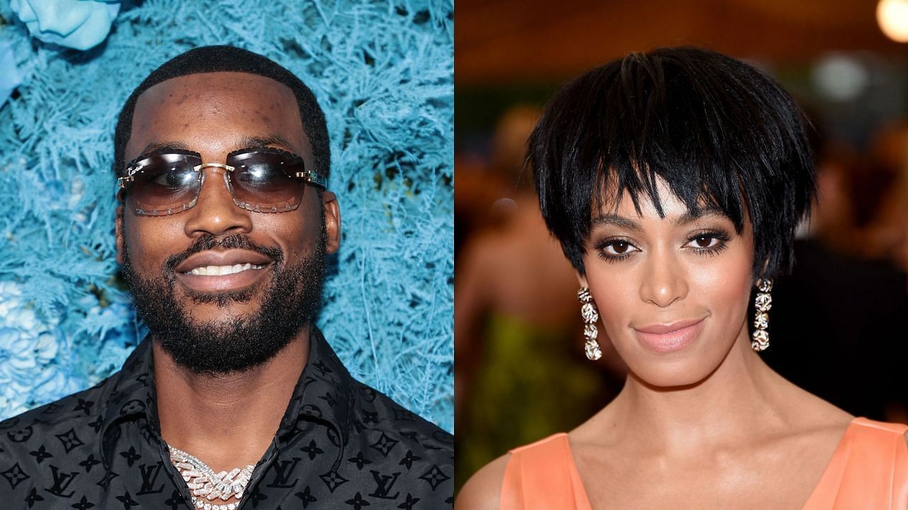 Meek Mill (Photo by Dimitrios Kambouris/Getty Images) and Solange Knowles (Photo by Larry Busacca/Getty Images)