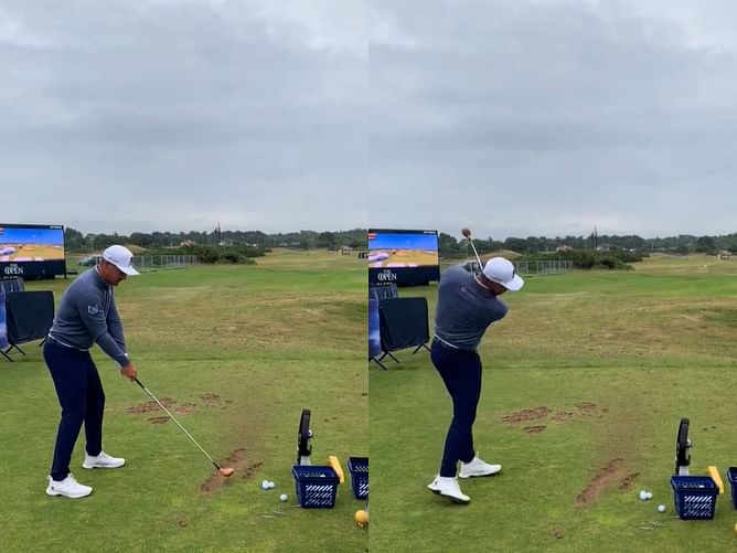 WATCH: Bryson DeChambeau smashes a 182mph shot with a persimmon wood during The Open Championship practice