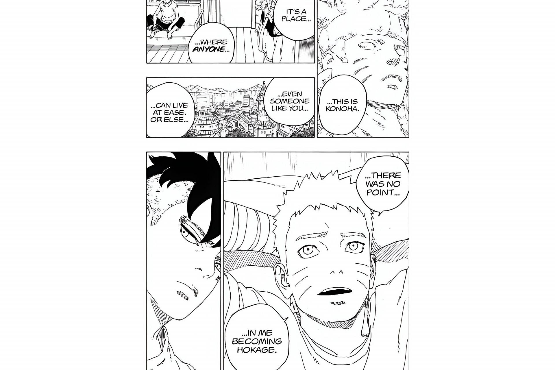 Naruto convincing Kawaki that everything will be okay (Image via Shueisha)