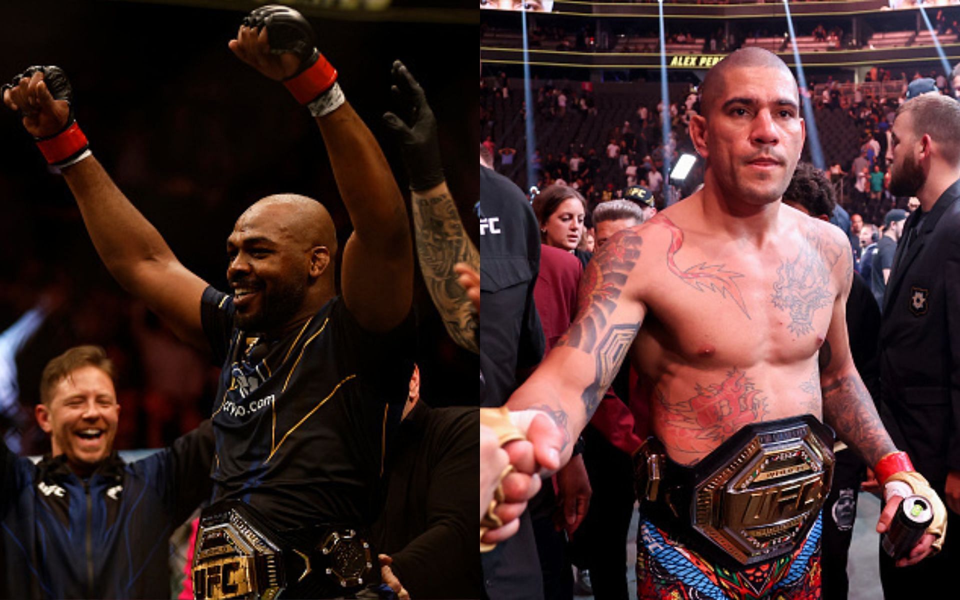 Alex Pereira (right) returns to training amid speculation of Jon Jones (left) clash [Image credits: Getty Images]