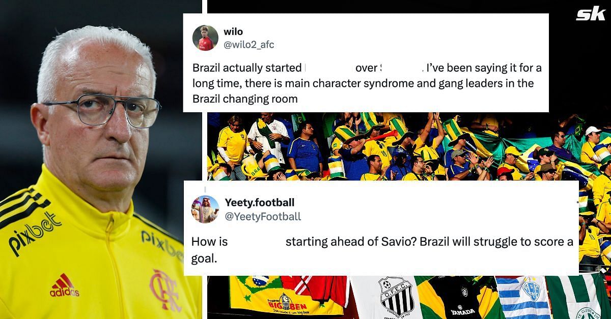 Fans furious as 27-year-old is named in Brazil line-up vs Colombia at Copa America 2024. (Images via Getty, Twitter - @YeetyFootball, @wilo2_afc)