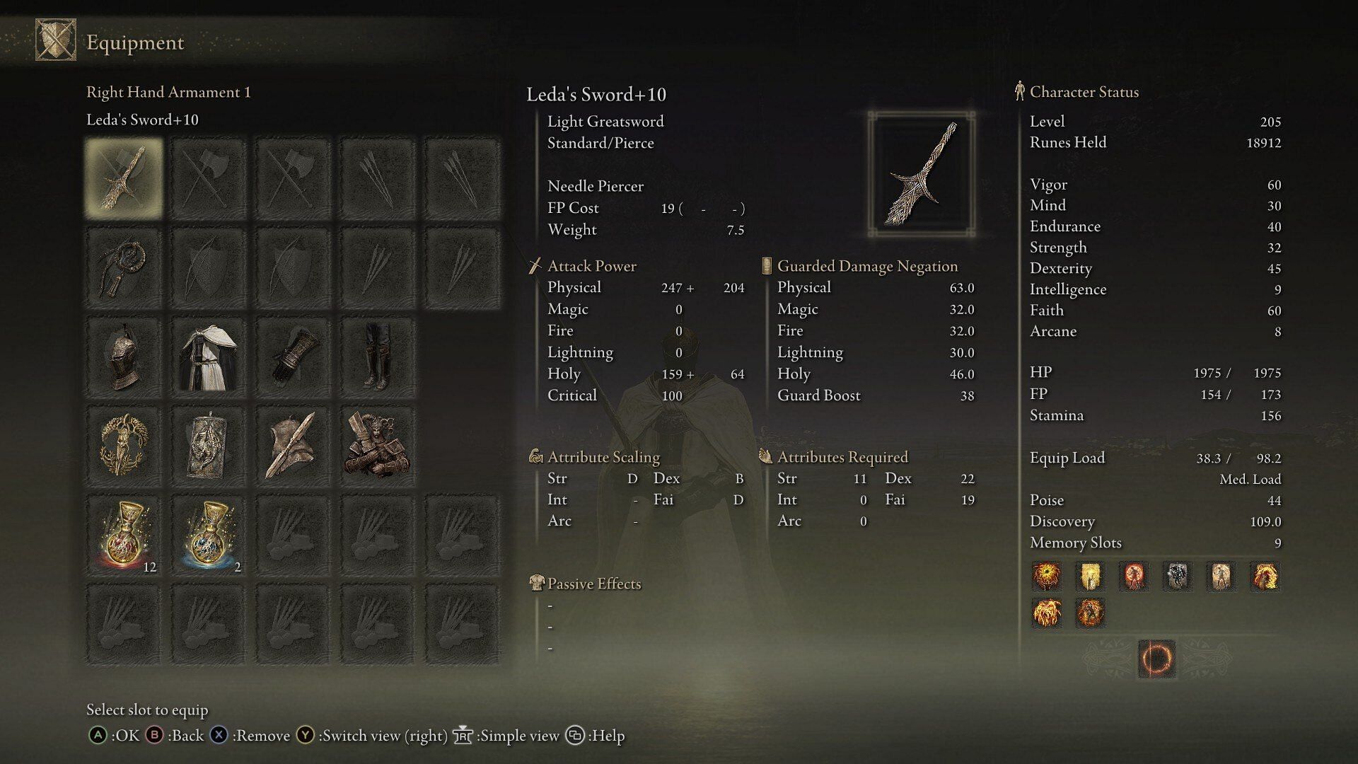 The Needle Knight Leda build in Elden Ring Shadow of the Erdtree (Image via FromSoftware)