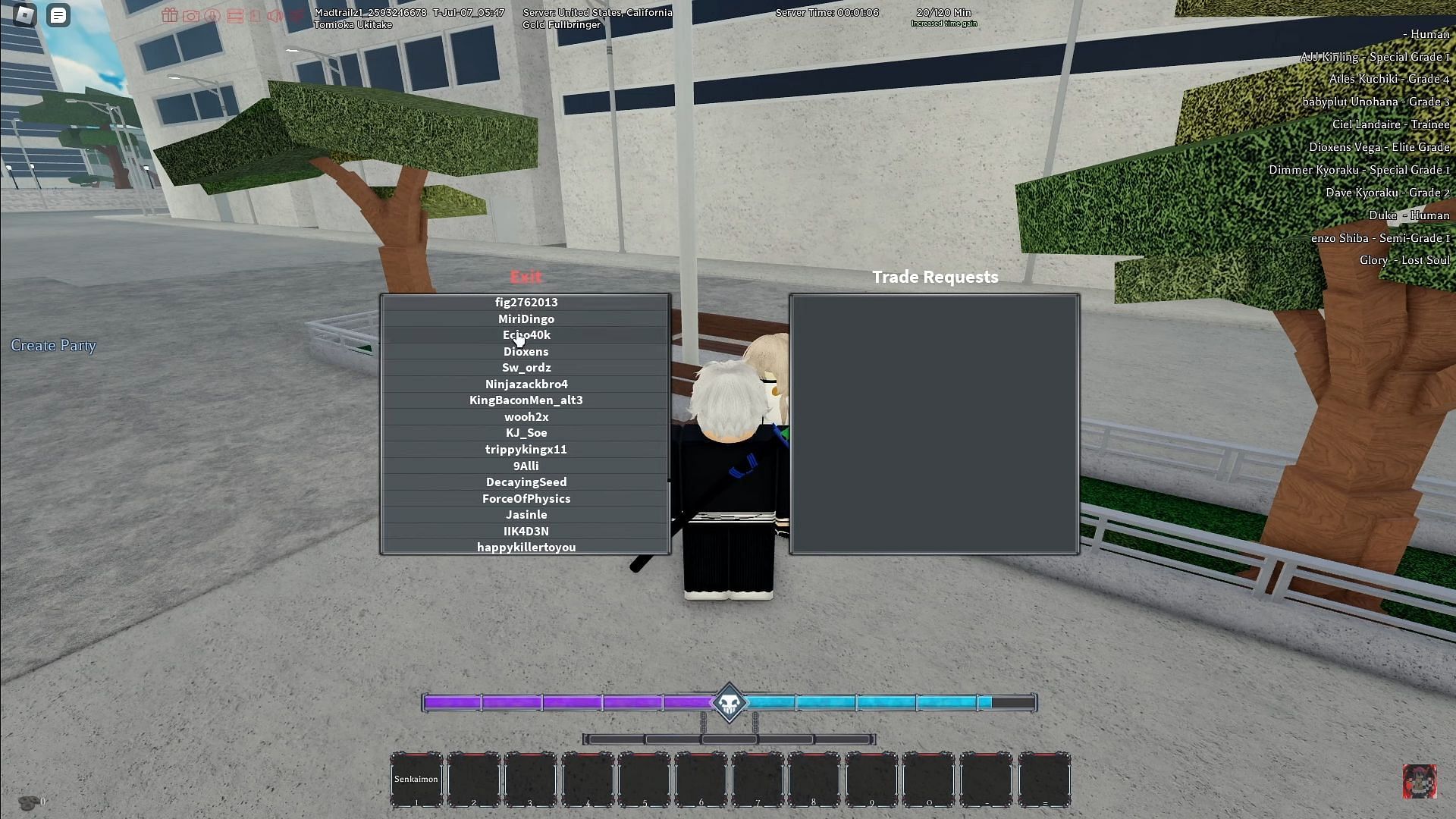 The Trading menu (Image via Roblox || ZeronKloudz on YouTube)