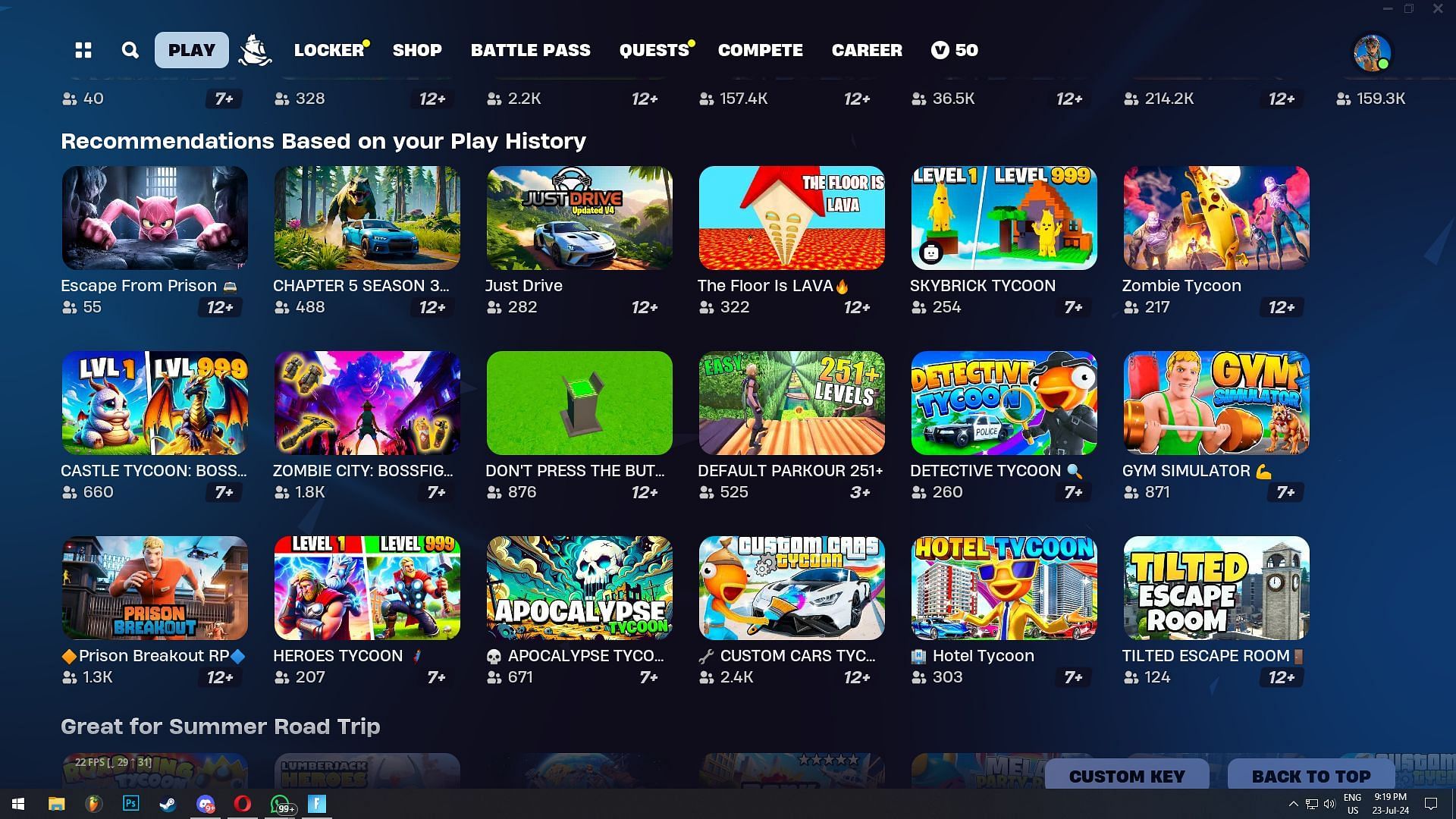 Fortnite Discovery Tab (Image via Epic Games)