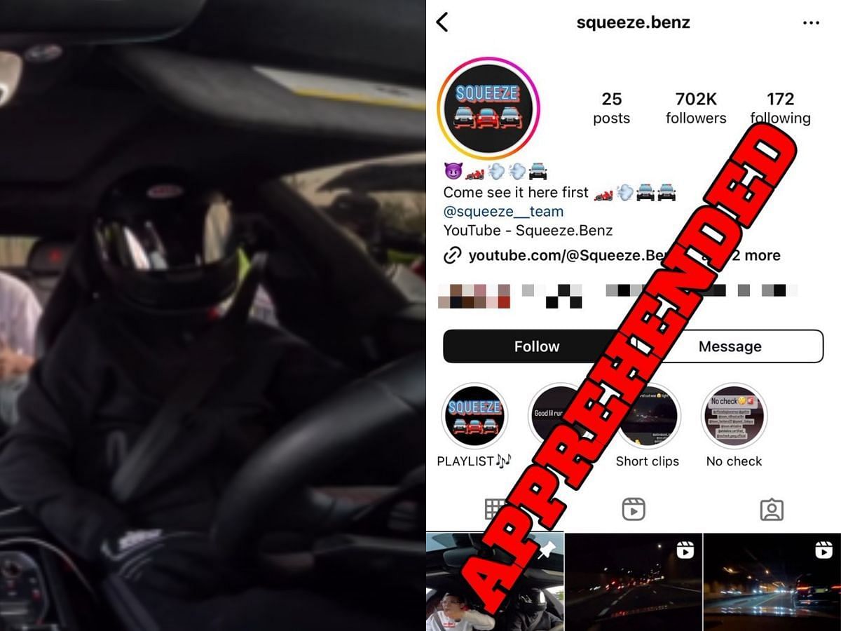 Reckless driving creator and YouTuber Squeeze Benz arrested and charged (Image via Instagra,/Squuez Benz and X/NYPDDraughty)