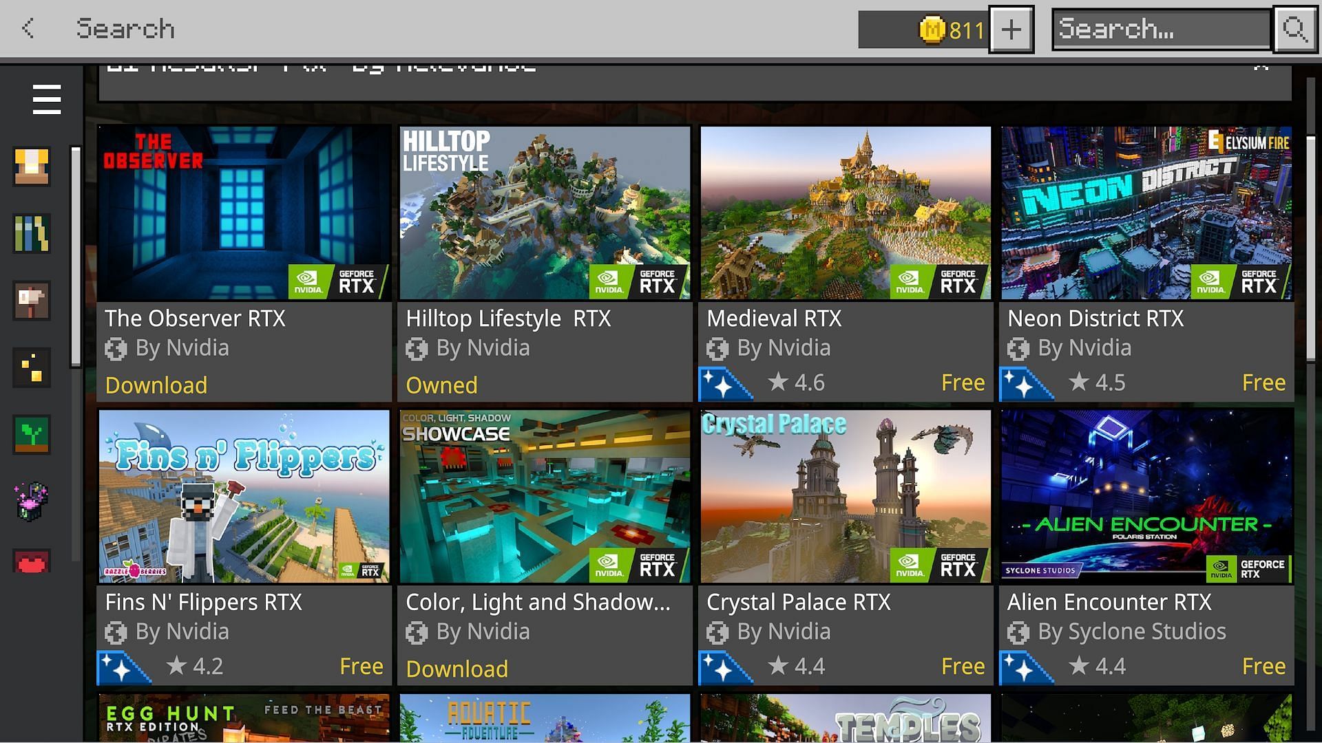 World with RTX available on the Marketplace (Image via Mojang)